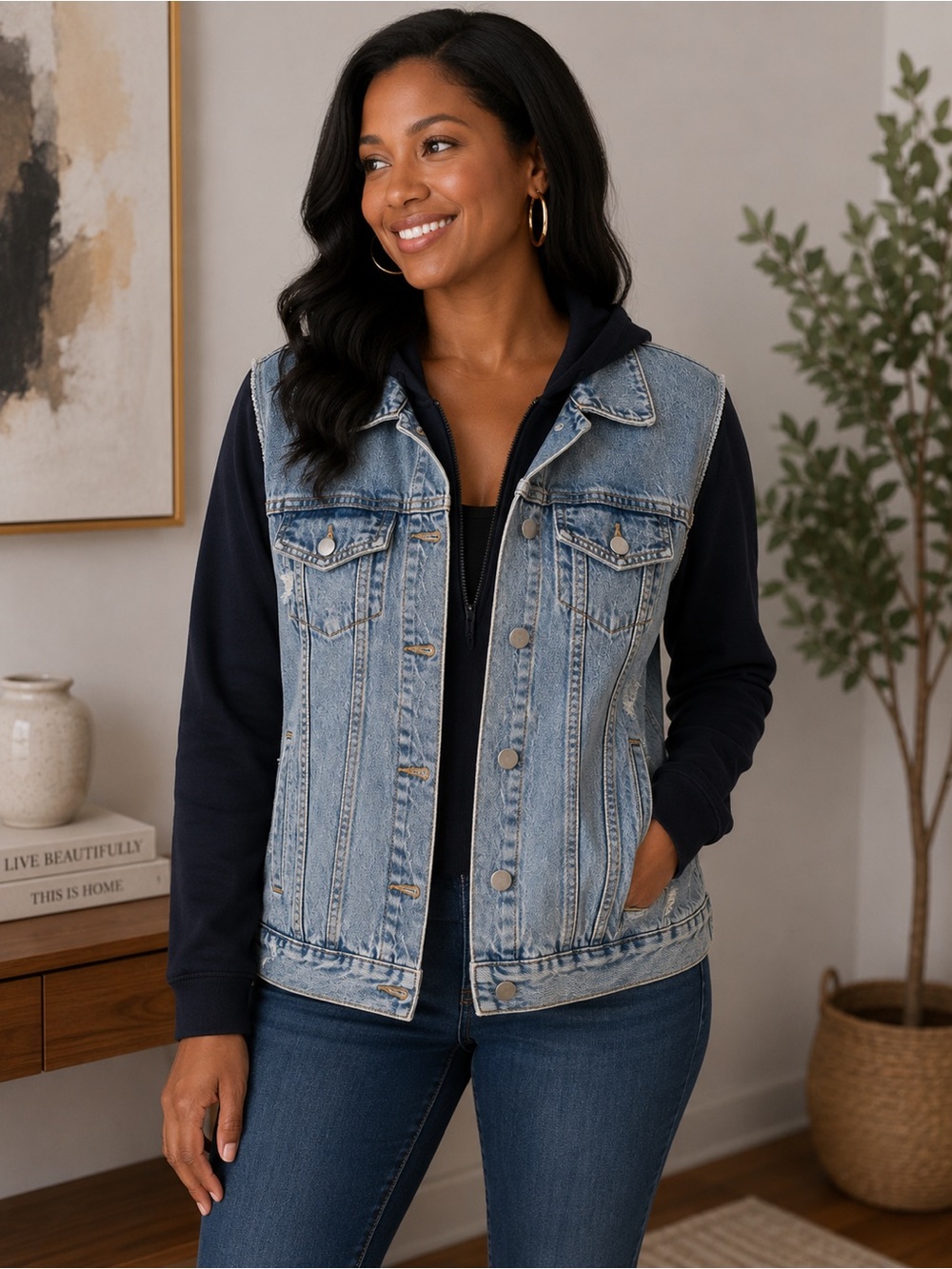 Bailey 44 Women's Two-Tone Denim & Black Jacket